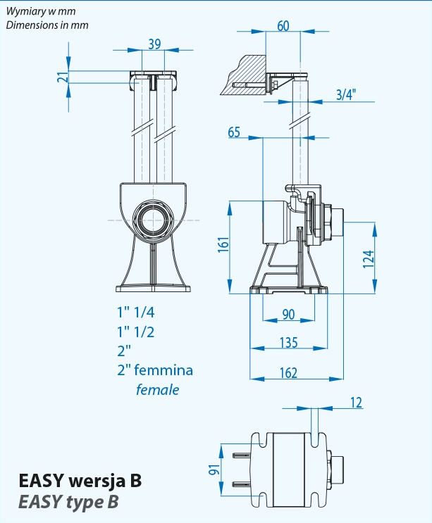 Patka spojky EASY B E1.2 - G1¼" - dvě vodítka