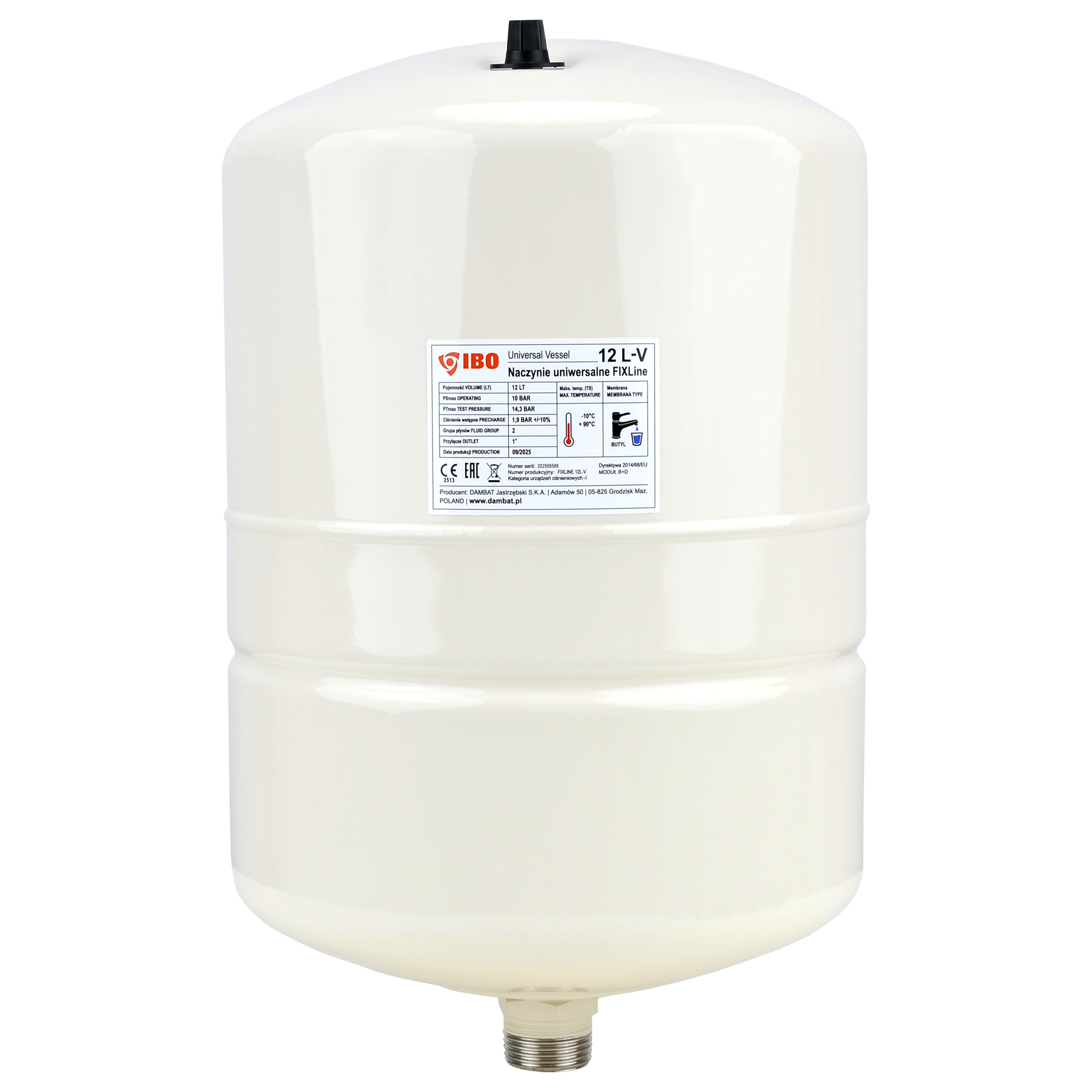 Naczynie membranowe FIXline 12L-V pionowe uniwersalne CO/CWU