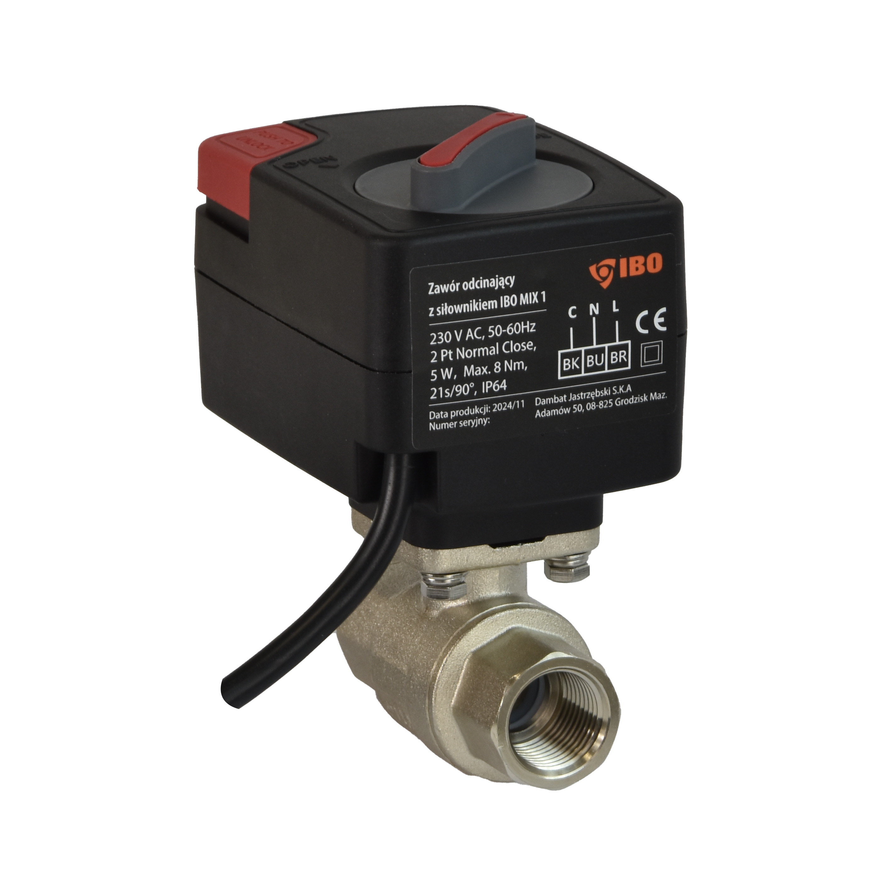 Stocking valve with IBO MIX 1 / DN.25 230V AC, 2-point no-Normally open