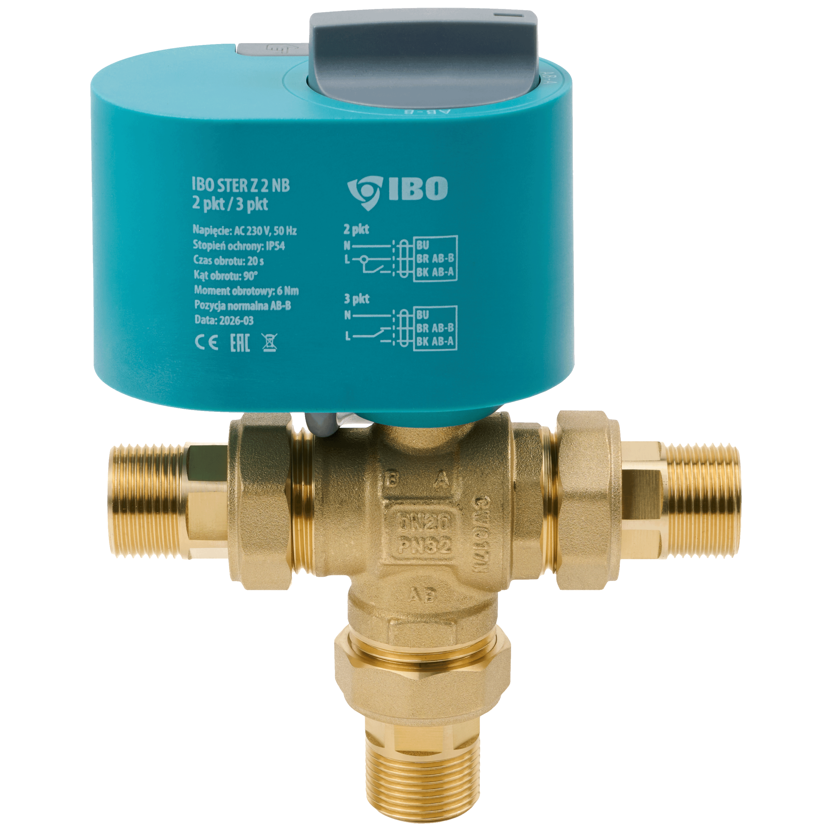 MIX 2 UNI CONTROL NB GZs DN20 Zawór strefowy, kulowy z siłownikiem 2/3-punktowy 230V