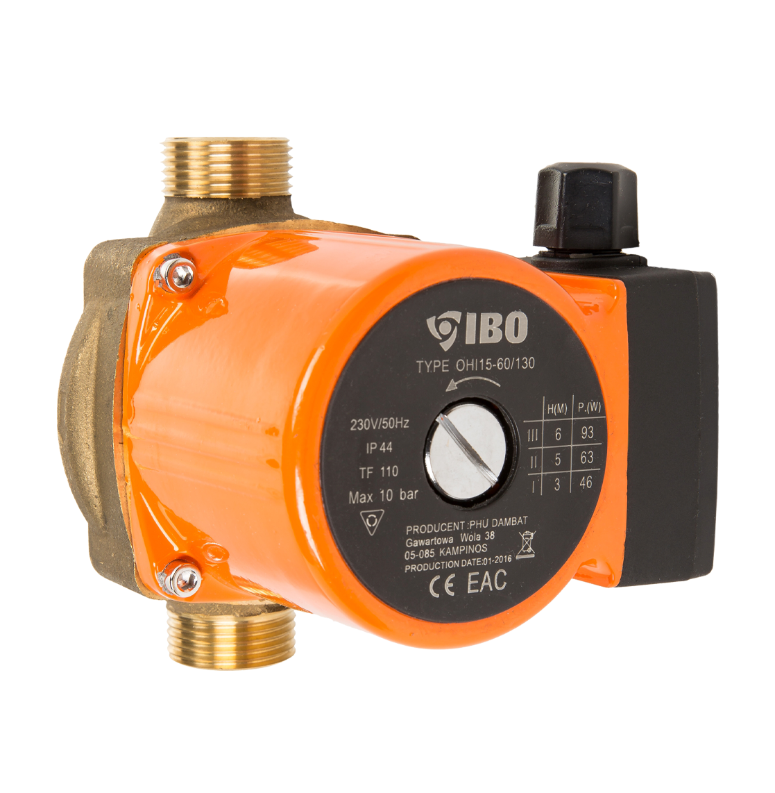 OHI 25-60/130 pompa cyrkulacyjna do wody pitnej z korpusem z brązu