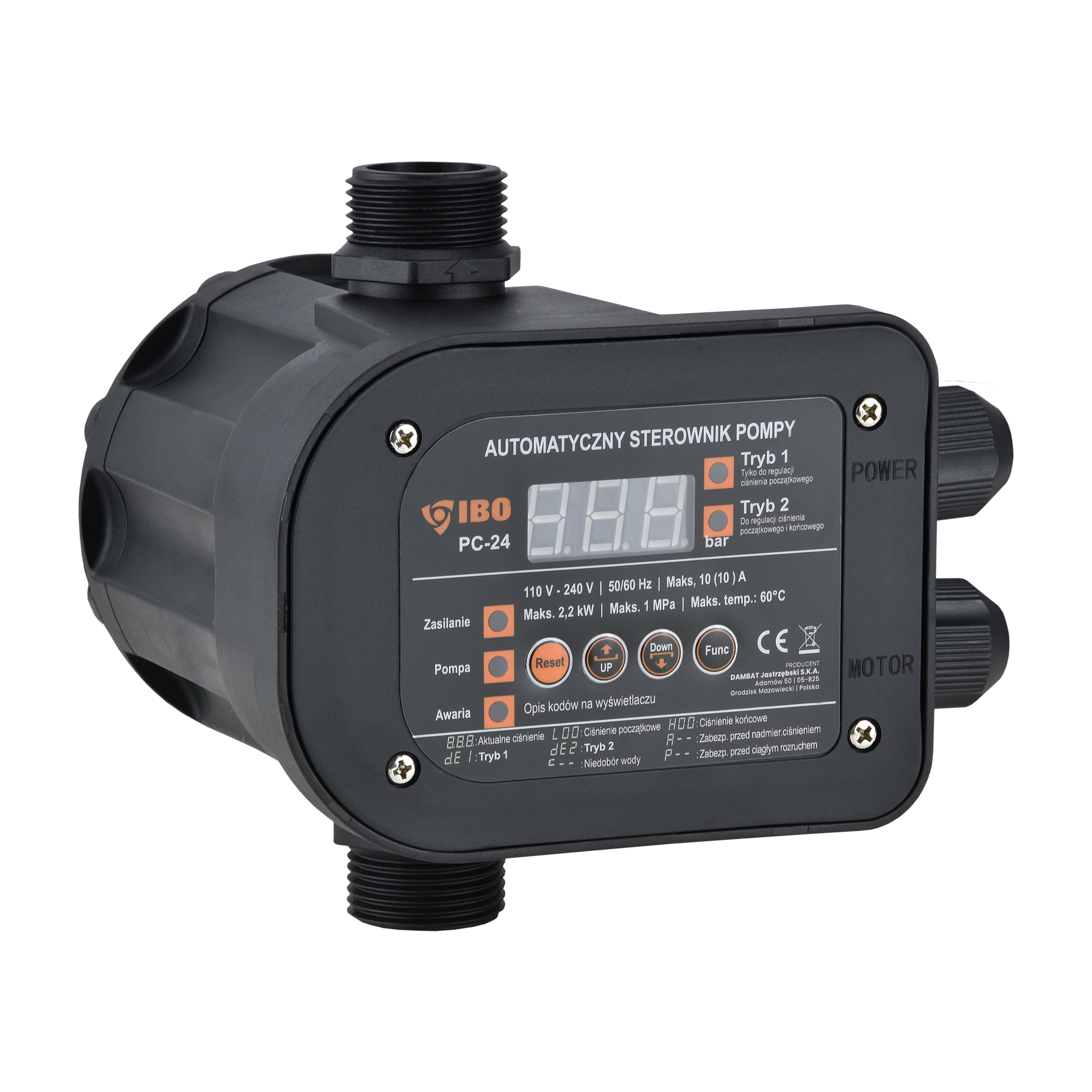 Elektroniczny wyłącznik ciśnieniowy PC-24 (2,2 kW, 230 V) sterownik pompy