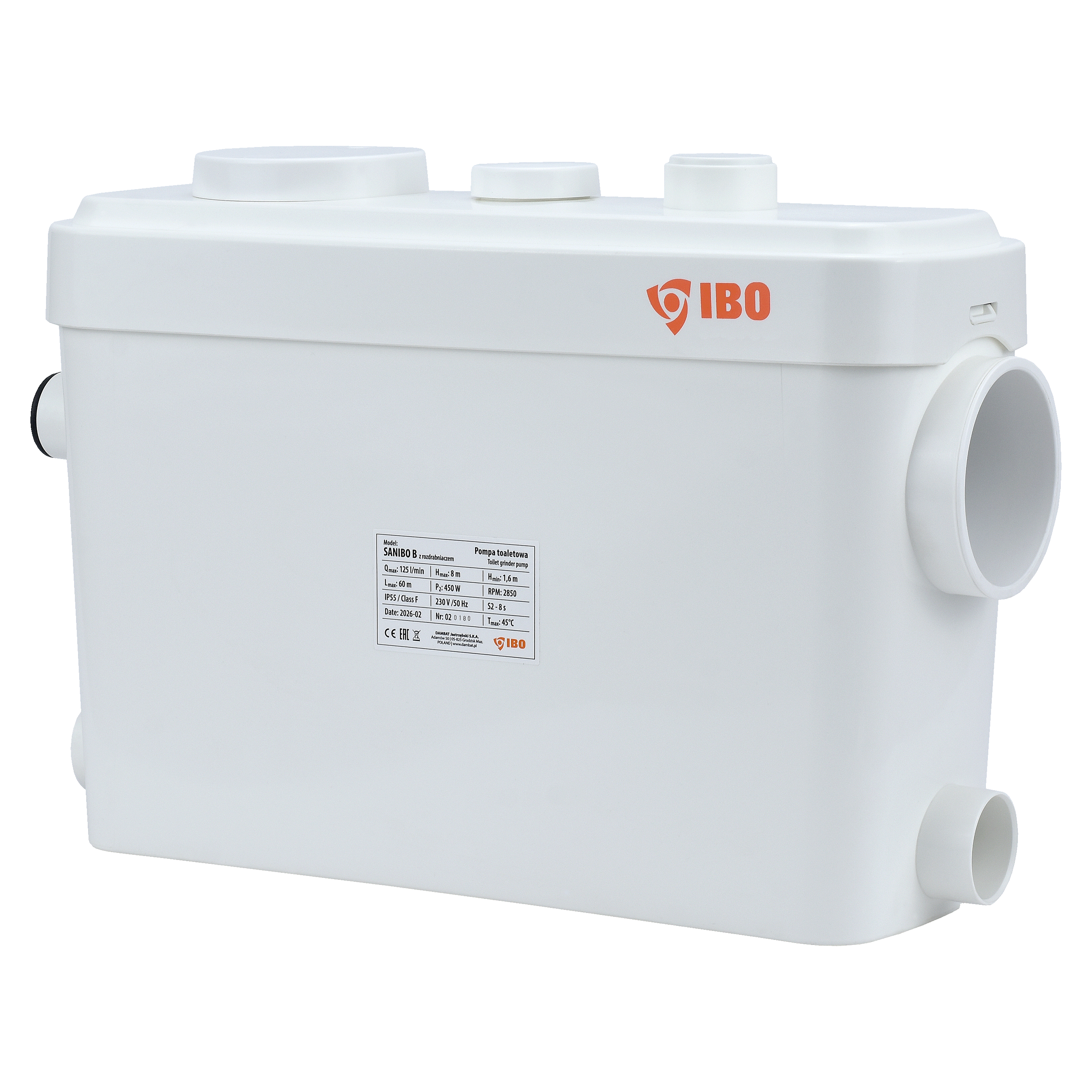 SANIBO B (0,45 kW, 230V) pompa toaletowa z rozdrabniaczem