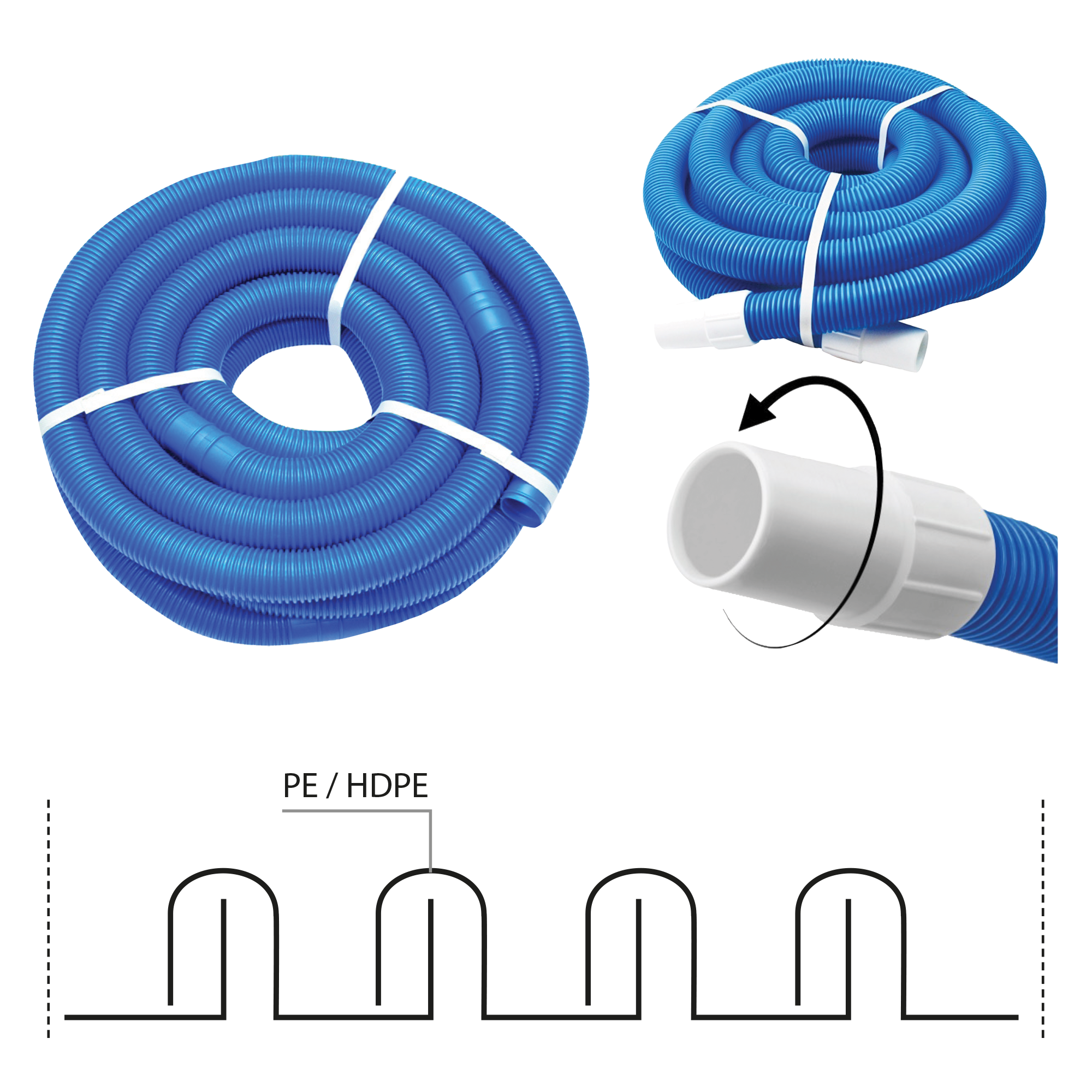 Furtun piscina cu conectori 38 mm / 11 m