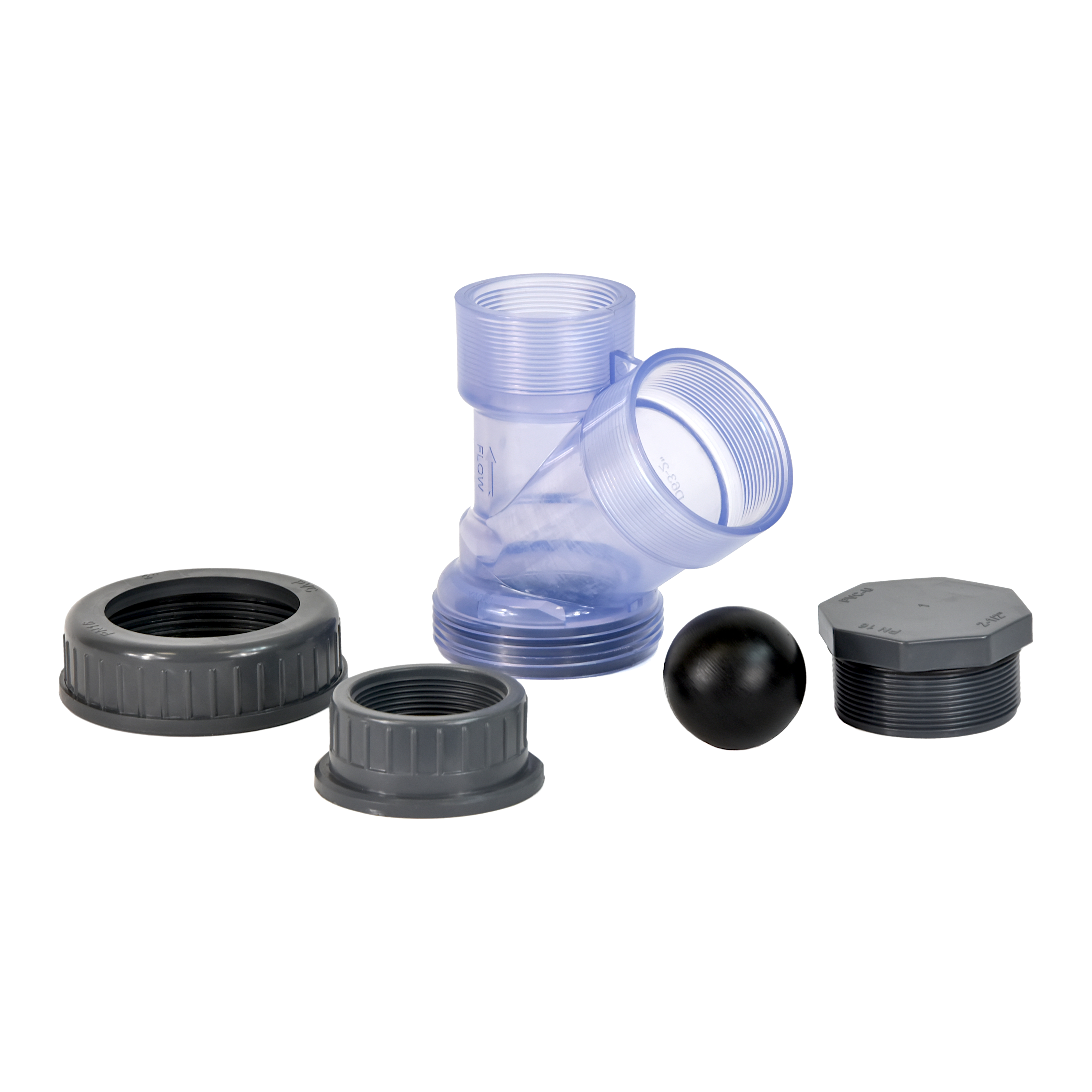 PVC transparentes Kugelrückschlagventil 2" (Gewinde)