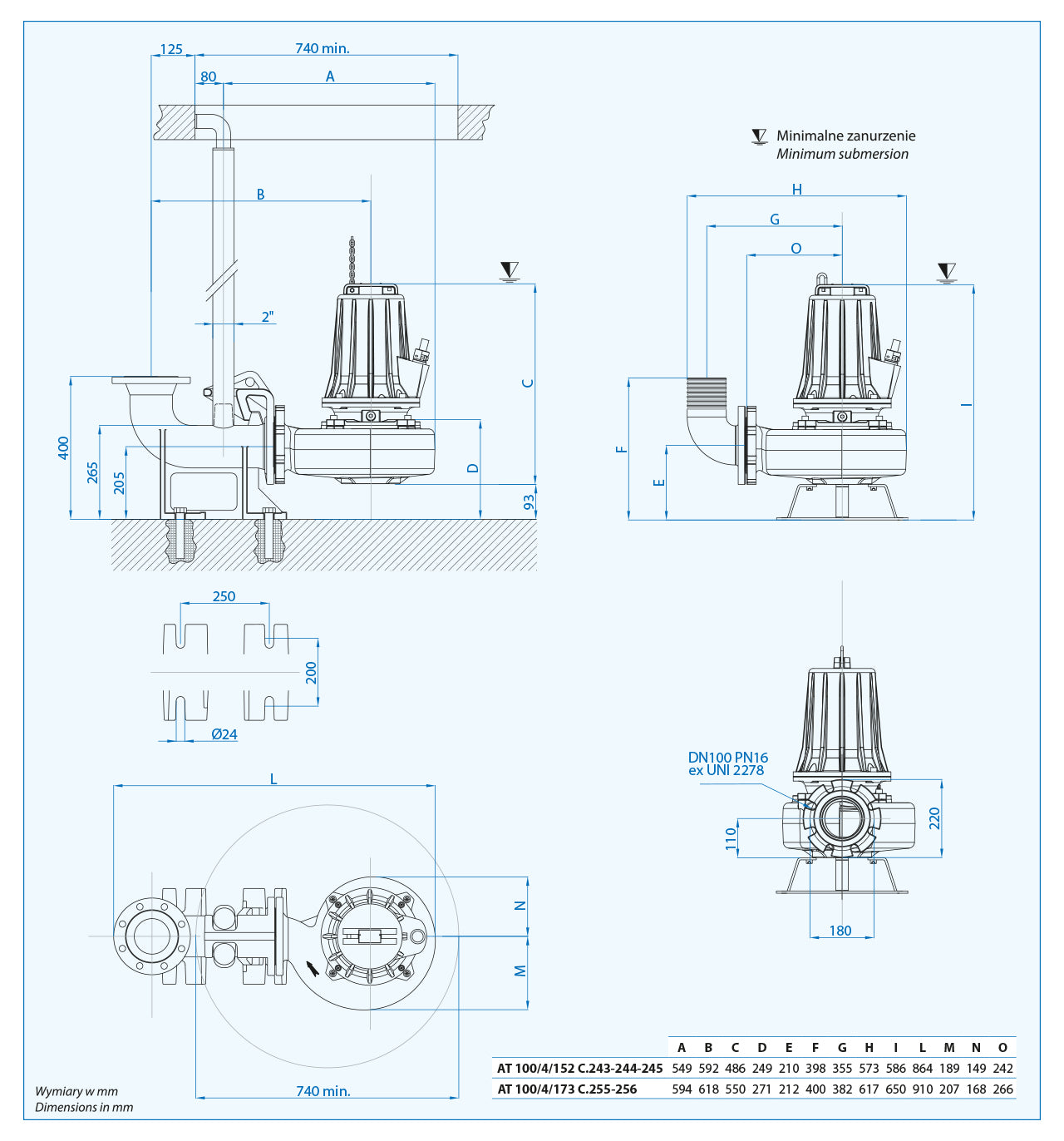 AT 100/4/152 C.245 (3 kW, 400 V) pompa zatapialna