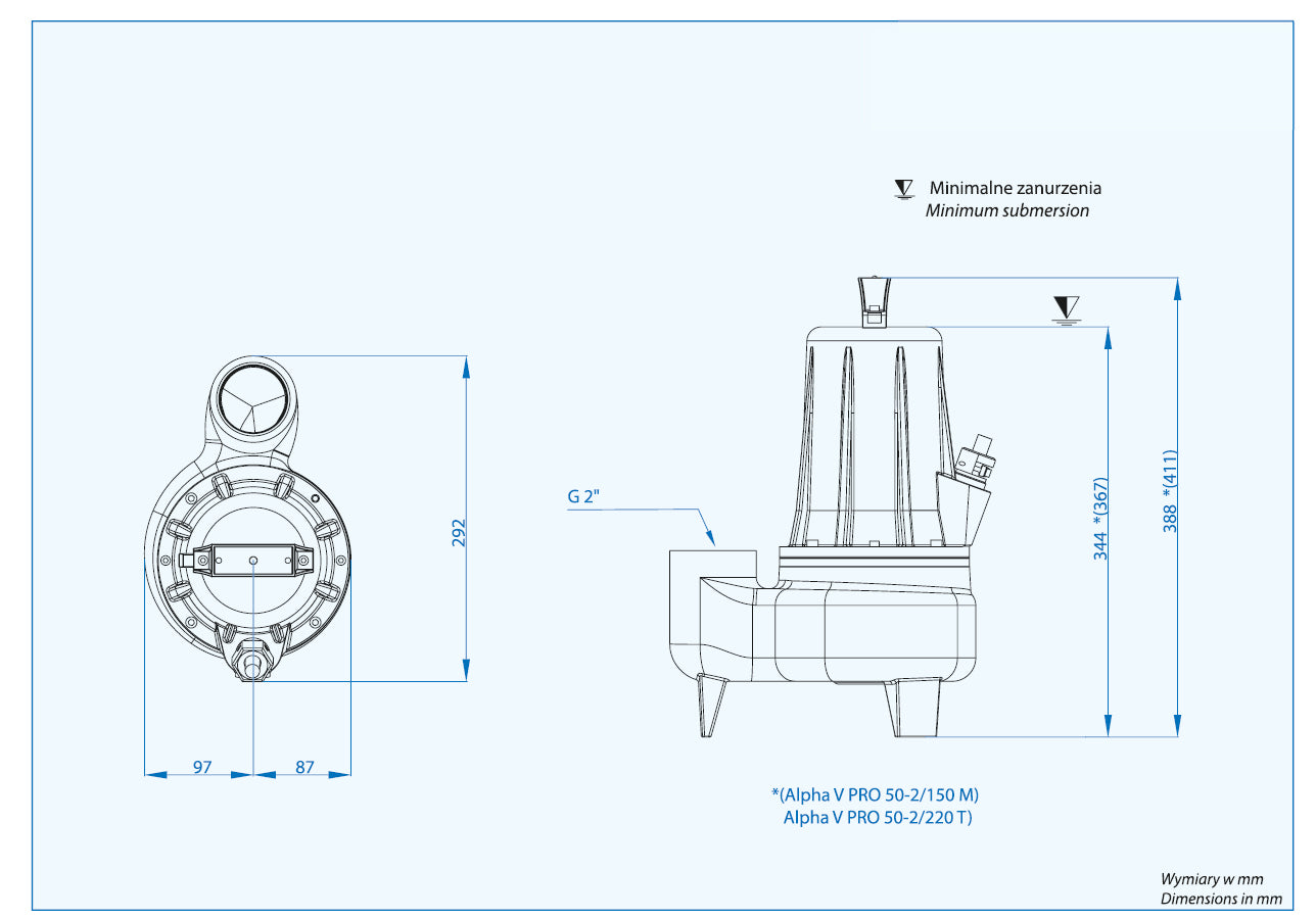 ALPHA V PRO 50-2/060 M (0,6 kW, 230 V) pompa zatapialna