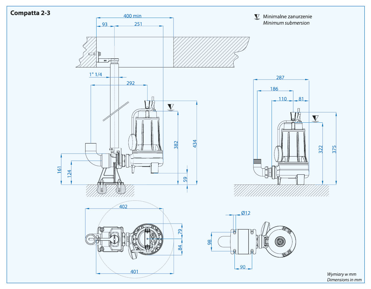 COMPATTA EVO 2 T (0,56 kW, 400 V) pompa zatapialna