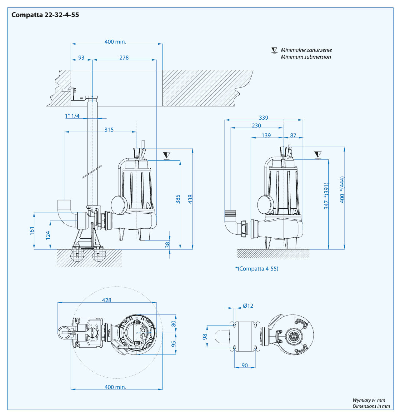 COMPATTA 32 T/G (0,75 kW, 400 V) pompa zatapialna z pływakiem