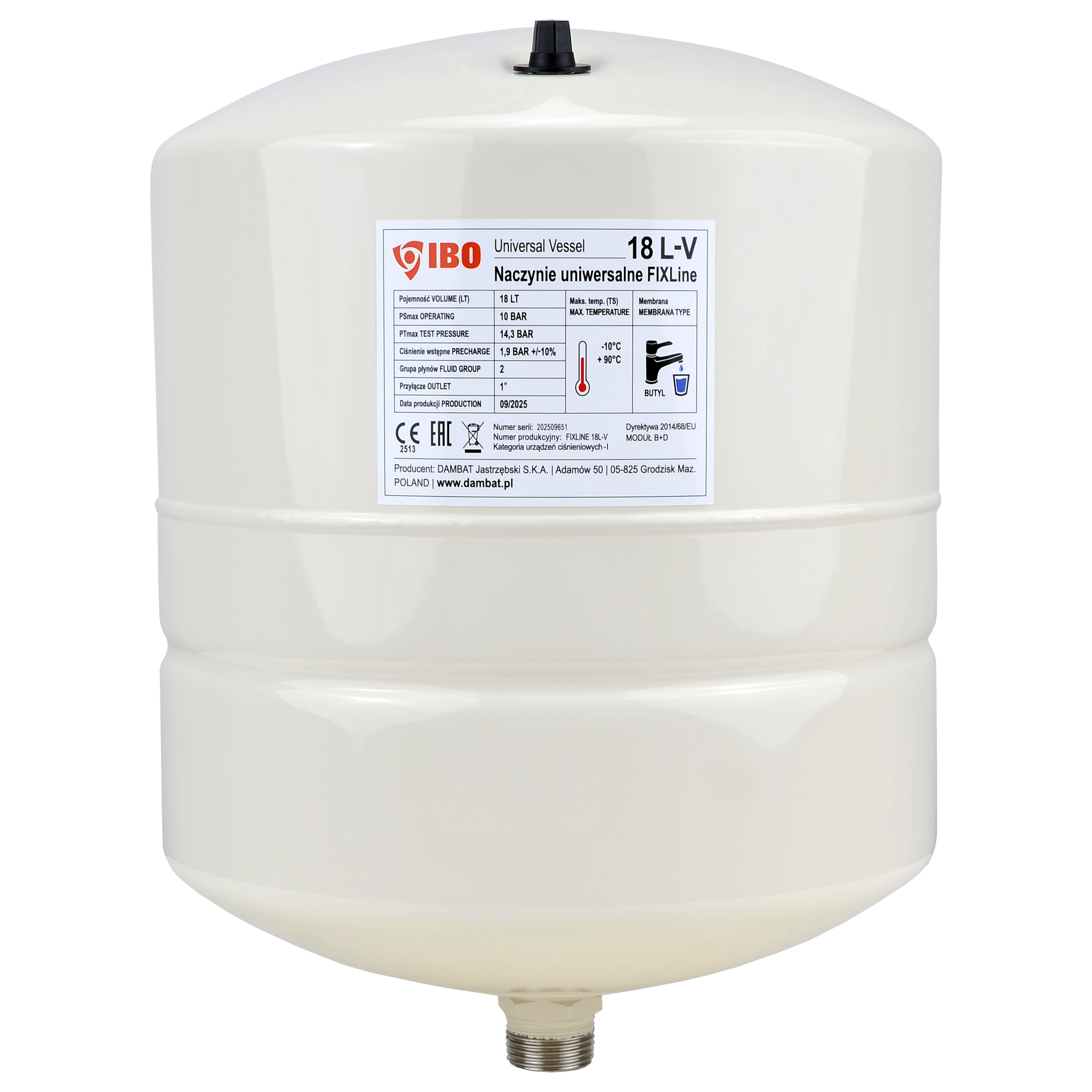 Naczynie membranowe FIXline 18L-V pionowe uniwersalne CO/CWU