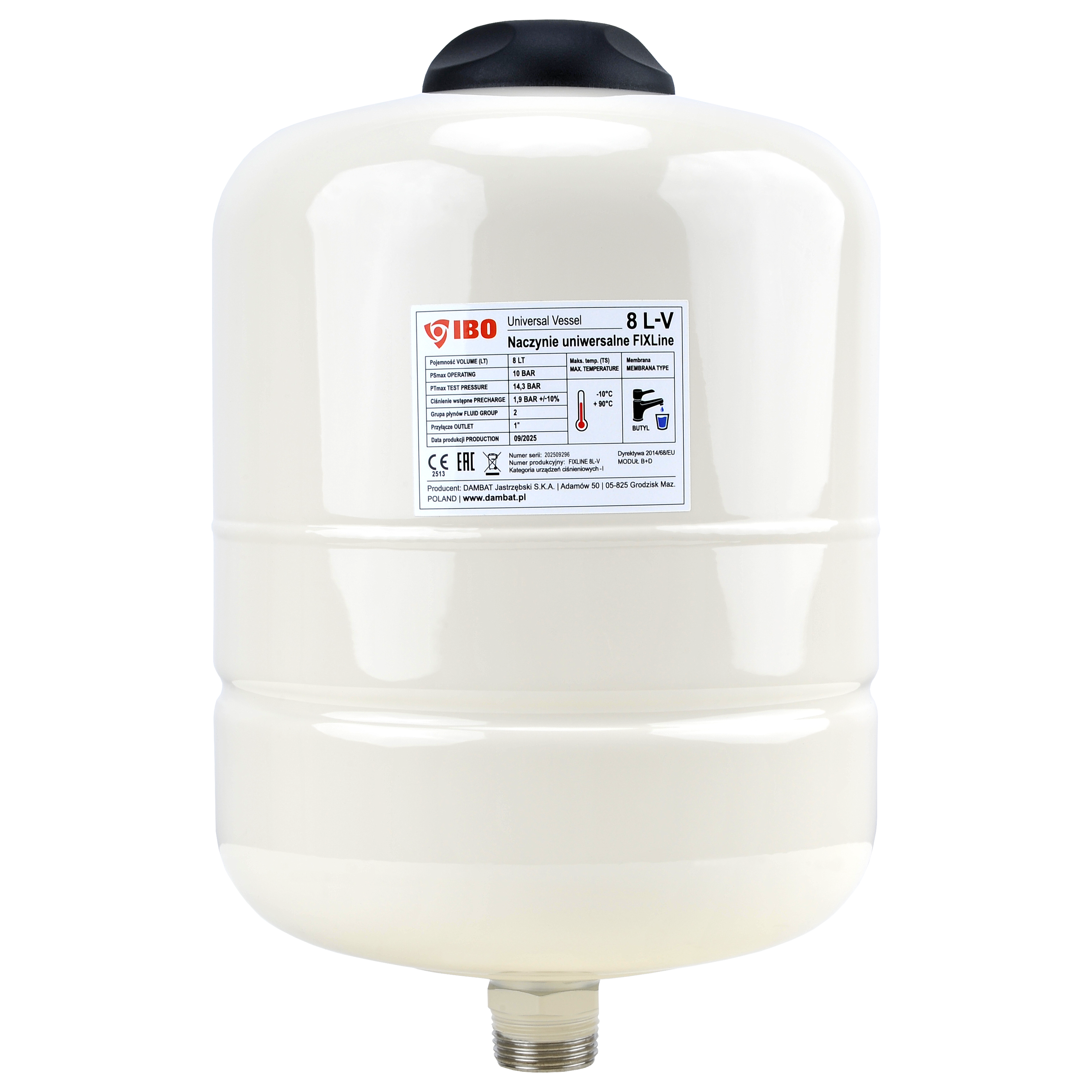 Naczynie membranowe FIXline 8L-V pionowe uniwersalne CO/CWU