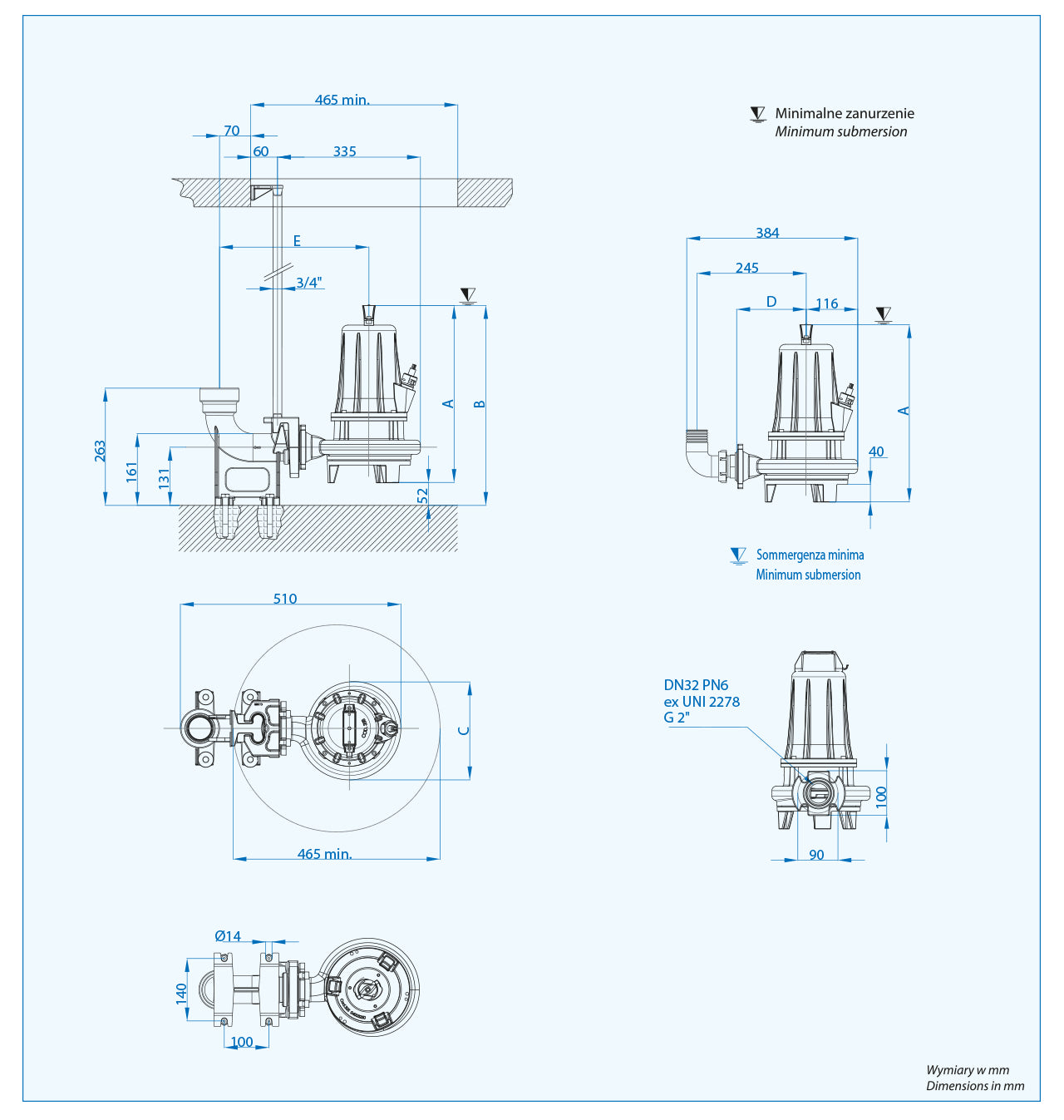 GX 50-2/110 M/G (1,1 kW, 230 V) pompa zatapialna z rozdrabniaczem osiowym