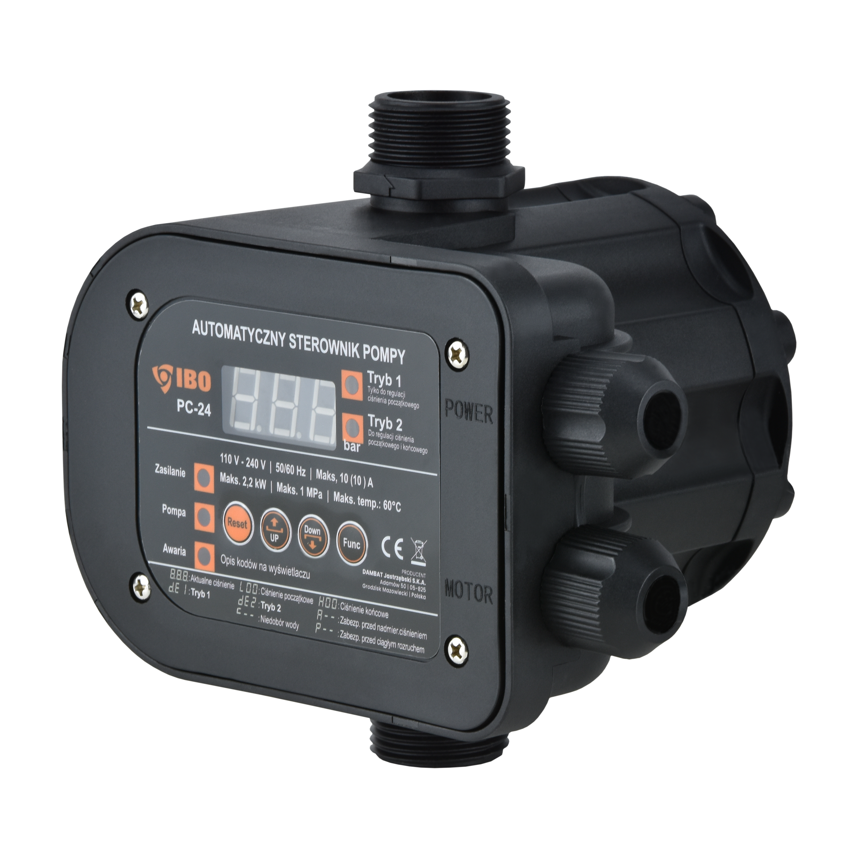Elektroniczny wyłącznik ciśnieniowy PC-24 (2,2 kW, 230 V) sterownik pompy