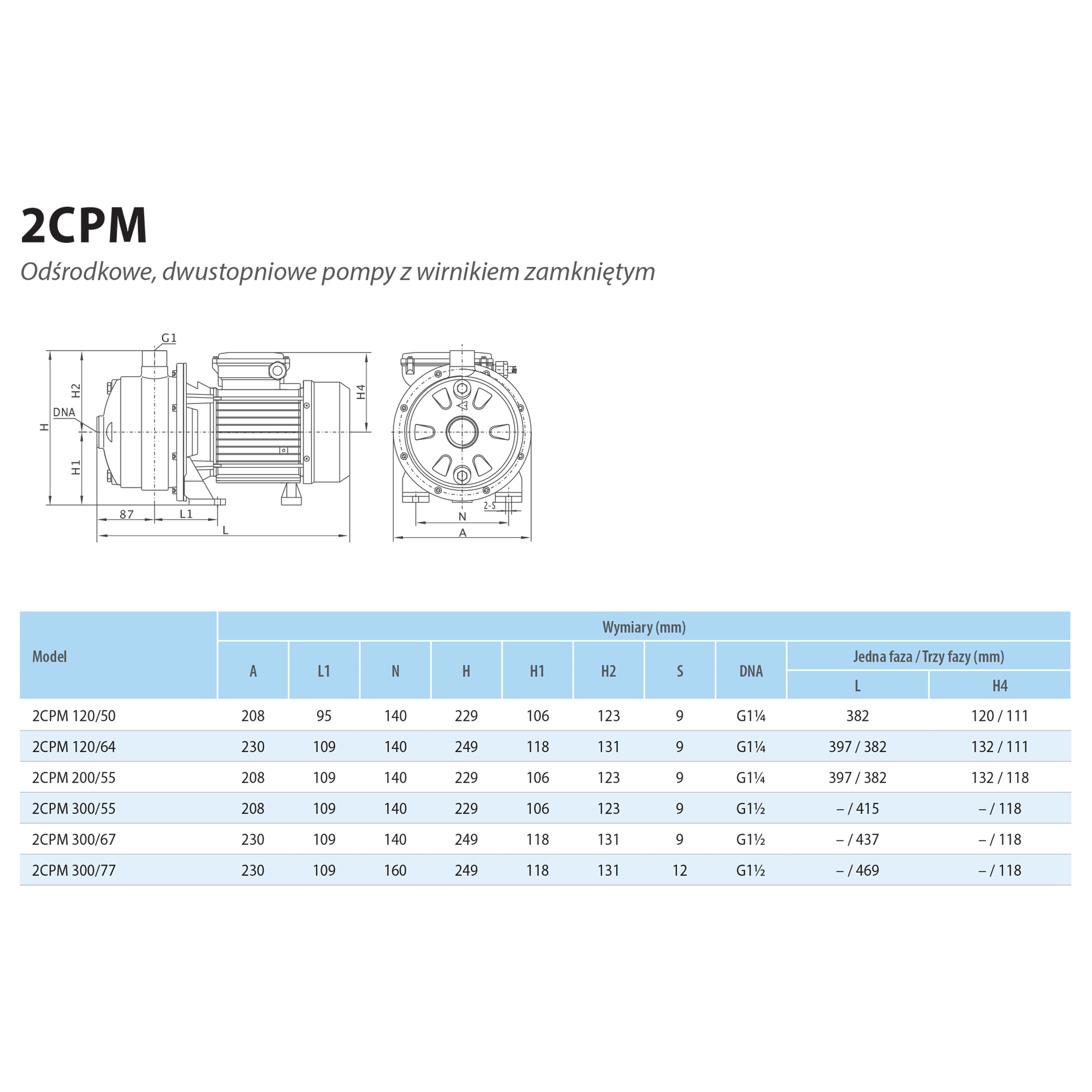 2CPM 120/50 (0,9 kW, 230 V) pompa hydroforowa przemysłowa